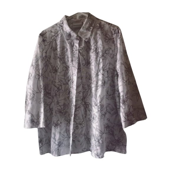 Women's 16 Alfred Dunner Sheer Button Down Shirt - Picture 14 of 15